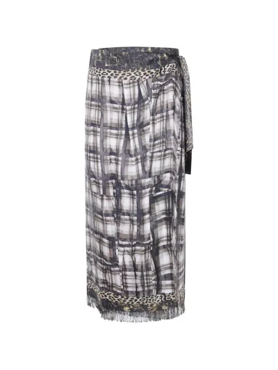 Pierre-louis Mascia Check-pattern Fringed Midi Skirt In Multi
