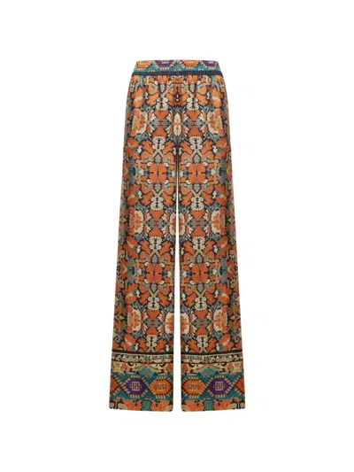 Pierre-louis Mascia Cialda Baroque-print Silk Palazzo Pants In Orange