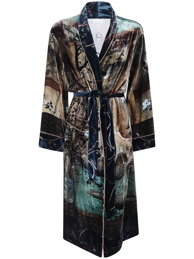 Pierre-louis Mascia Printed Robe In Black