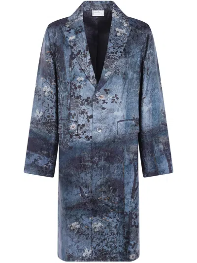 Pierre-louis Mascia Long-sleeved Trench Coat In Blue