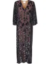Pierre-louis Mascia Patchwork-pattern Burnout-effect Maxi Dress In Gray