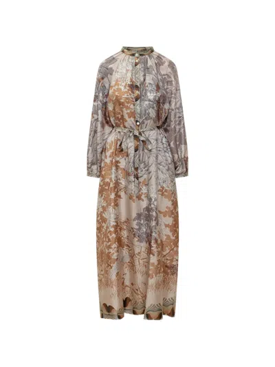 Pierre-louis Mascia Floral Aloes Dress In Brown