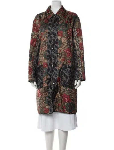 Pre-owned Pierre-louis Mascia Floral Print Coat In Green