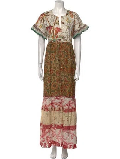 Pre-owned Pierre-louis Mascia Floral Print Long Dress In Multi
