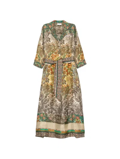 Pierre-louis Mascia Floral-print Belted Dress In Green