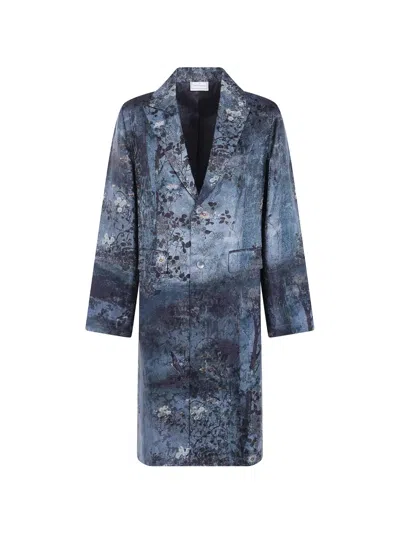 Pierre-louis Mascia Long-sleeved Trench Coat In Blue