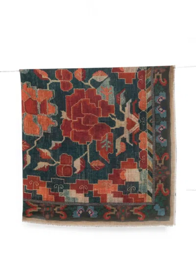Pierre-louis Mascia Floral-print Frayed Scarf In Blue