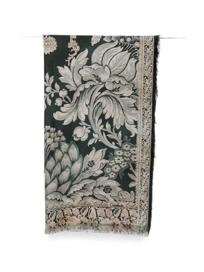 Pierre-louis Mascia Floral-print Fringed Scarf In Black