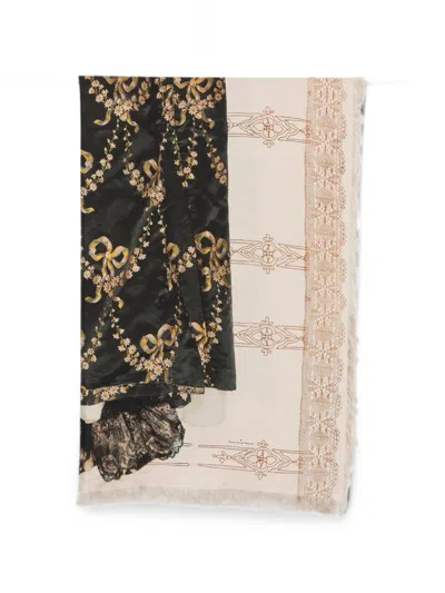 Pierre-louis Mascia Floral-print Fringed Scarf In Brown