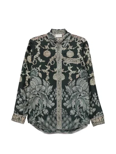 Pierre-louis Mascia Pierre Louis Mascia Printed Silk Shirt In Black