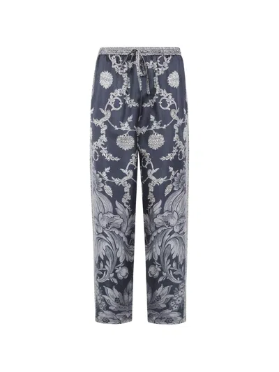 Pierre-louis Mascia Floral-print Silk Trousers In Blue