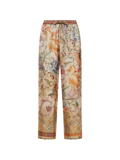 Pierre-louis Mascia Floral-print Silk Trousers In Neutral