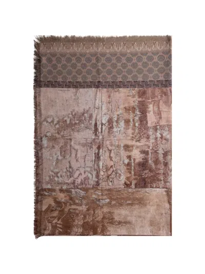 Pierre-louis Mascia Fringed Patterned Scarf In Brown