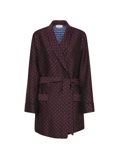 Pierre-louis Mascia Geometric-print Dressing Gown In Red