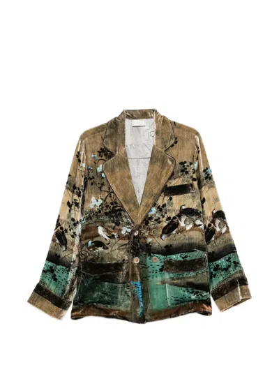 Pierre-louis Mascia Graphic-print Blazer In Brown