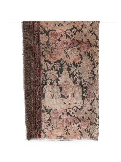 Pierre-louis Mascia Jacquard-woven Fringed Scarf In Brown