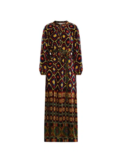 Pierre-louis Mascia Kanada Geometric-print Maxi Dress In Brown