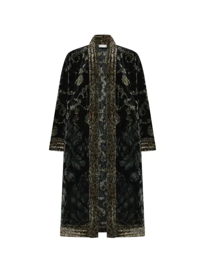 Pierre-louis Mascia Kandox Floral-print Quilted Kimono In Black