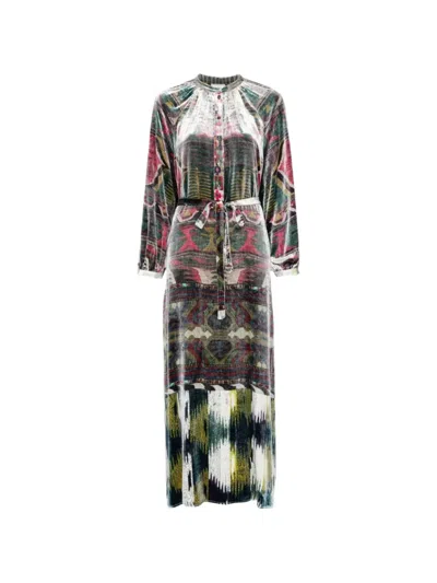 Pierre-louis Mascia Kanpur Printed Belted Midi Dress In Multi