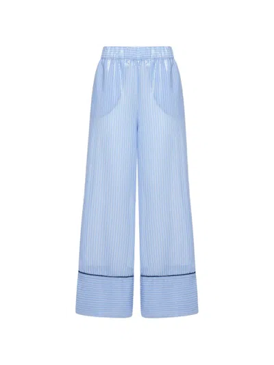Pierre-louis Mascia Kurhi Sequin-embellished Striped Trousers In Blue