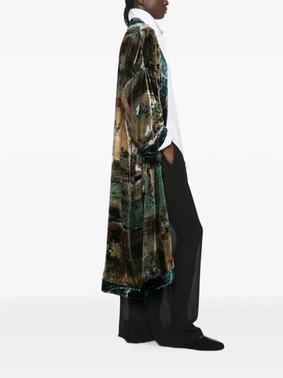 Pierre-louis Mascia Landscape-print Velvet Coat In Multi