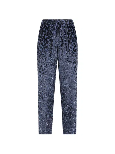 Pierre-louis Mascia Leopard-pattern Drawstring Trousers In Blue