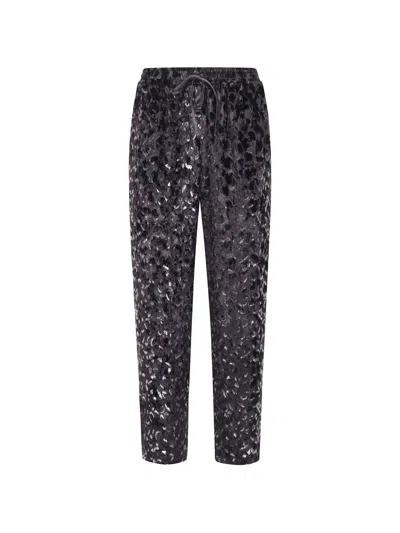 Pierre-louis Mascia Leopard-pattern Velvet-effect Trousers In Black