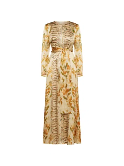 Pierre-louis Mascia Mutka Ruffled Maxi Dress In Multi