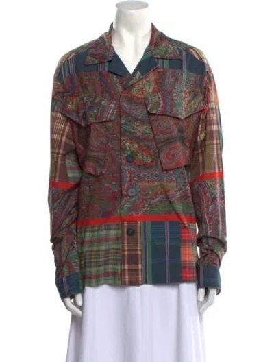 Pre-owned Pierre-louis Mascia Nylon Paisley Print Button-up Top In Multi