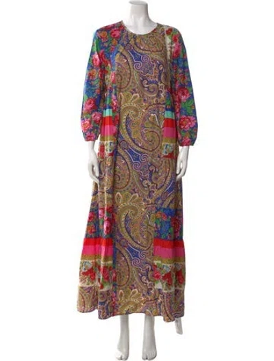 Pre-owned Pierre-louis Mascia Paisley Print Long Dress In Blue
