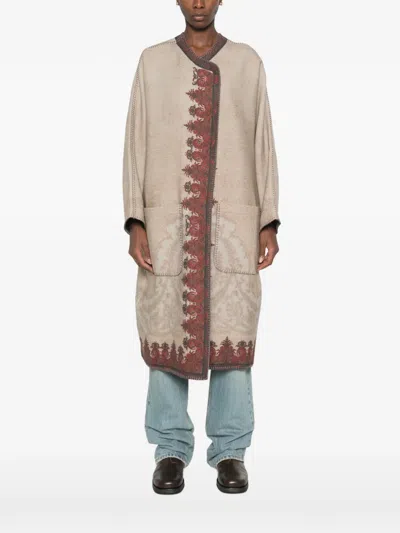 Pierre-louis Mascia Paisley-print Blanket-stitch Kimono In Neutral