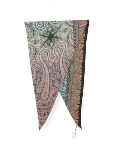Pierre-louis Mascia Paisley-print Triangular Scarf In Gray