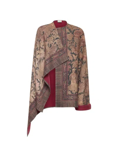 Pierre-louis Mascia Pancake Floral-print Wool Cape In Multi