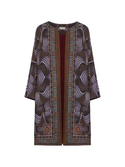 Pierre-louis Mascia Pancake Geometric-print Kimono In Brown