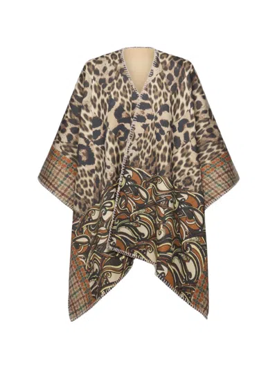 Pierre-louis Mascia Pancake Leopard-print Poncho Cape In Brown