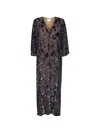 Pierre-louis Mascia Patchwork-pattern Burnout-effect Maxi Dress In Black