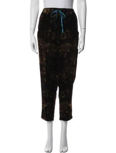 Pre-owned Pierre-louis Mascia Patterned Straight Leg Pants In Black