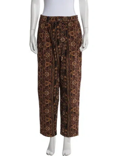 Pre-owned Pierre-louis Mascia Patterned Wide Leg Pants W/ Tags In Brown