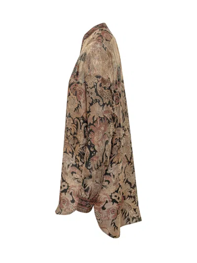 Pierre-louis Mascia Pierre Louis Mascia Aloe Silk-blend Mini Shirt In Marrone