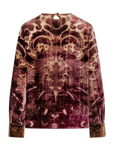 Pierre-louis Mascia Pierre Louis Mascia Elegant Velvet Blouse In Bordeaux