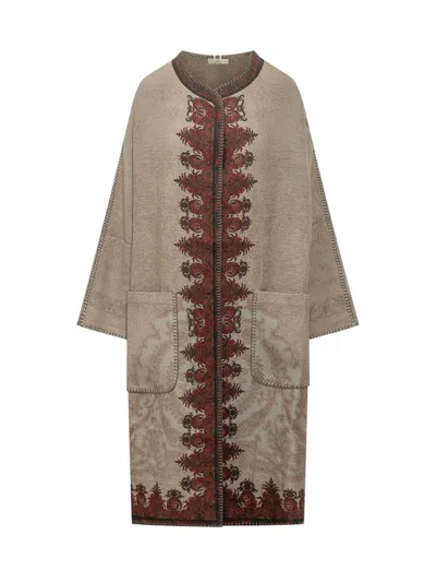 Pierre-louis Mascia Pierre Louis Mascia Pancake Weave Kimono Wrap Coat In Bordeaux