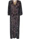 Pierre-louis Mascia Patchwork-pattern Burnout-effect Maxi Dress In Black