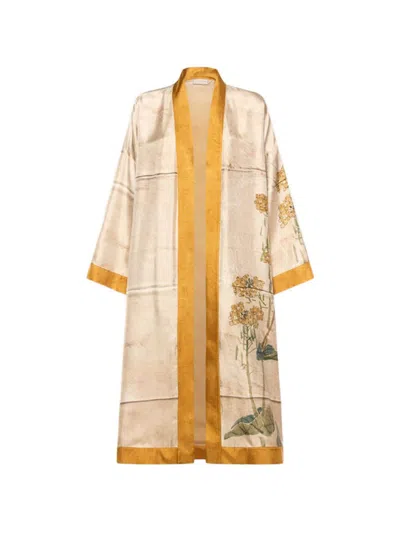 Pierre-louis Mascia Pierre Louis Mascia Printed Silk Kimono In Neutral