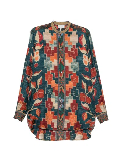 Pierre-louis Mascia Pierre Louis Mascia Printed Silk Shirt In Multi