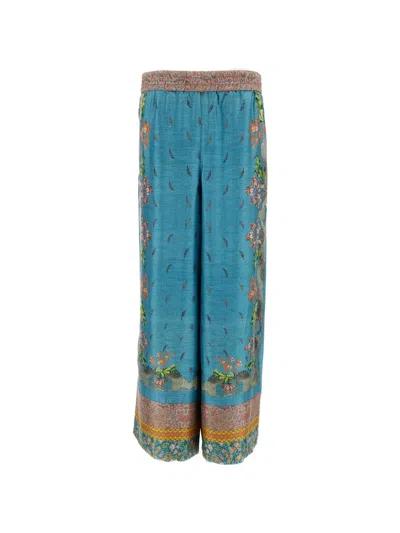 Pierre-louis Mascia Pierre Louis Mascia Printed Silk Trousers In Blue