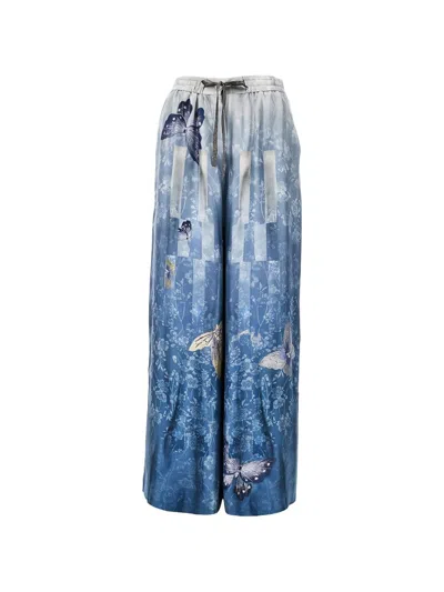 Pierre-louis Mascia Pierre Louis Mascia Printed Silk Trousers In Blue