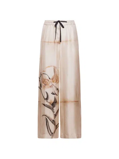 Pierre-louis Mascia Pierre Louis Mascia Printed Silk Trousers In Brown