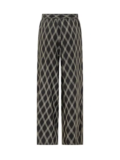 Pierre-louis Mascia Pierre Louis Mascia Silk Patterned Trousers For Fall 2025 In Nero