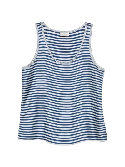 Pierre-louis Mascia Pierre Louis Mascia Striped Silk Tank Top In Blue