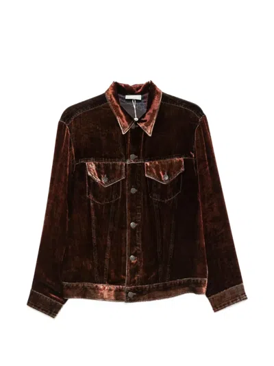 Pierre-louis Mascia Pierre Louis Mascia Velvet Effect Buttoned Shirt In Burgundy